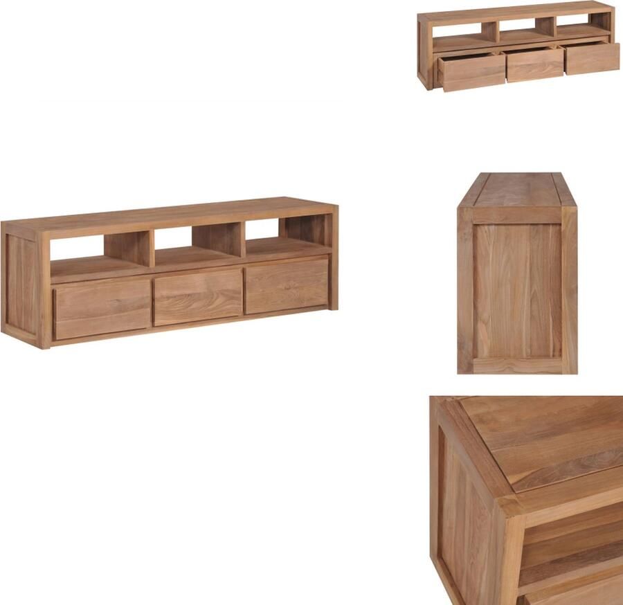 VidaXL Tv-meubel Tv-meubels Tv-meubelen Tv-meubilair Tv-meubel 120x30x40 cm teakhout met natuurlijke afwerking