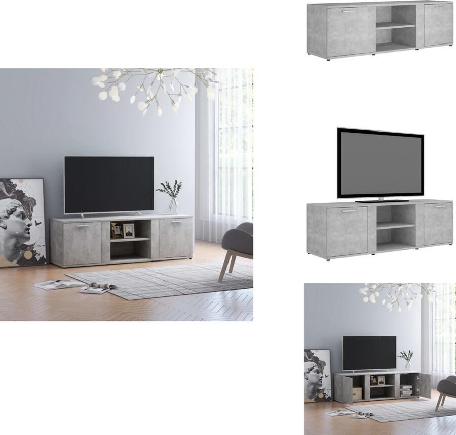 VidaXL Tv-meubel Tv-meubels Tv-meubelen Tv-meubilair Tv-meubel 120x34x37 cm bewerkt hout betongrijs
