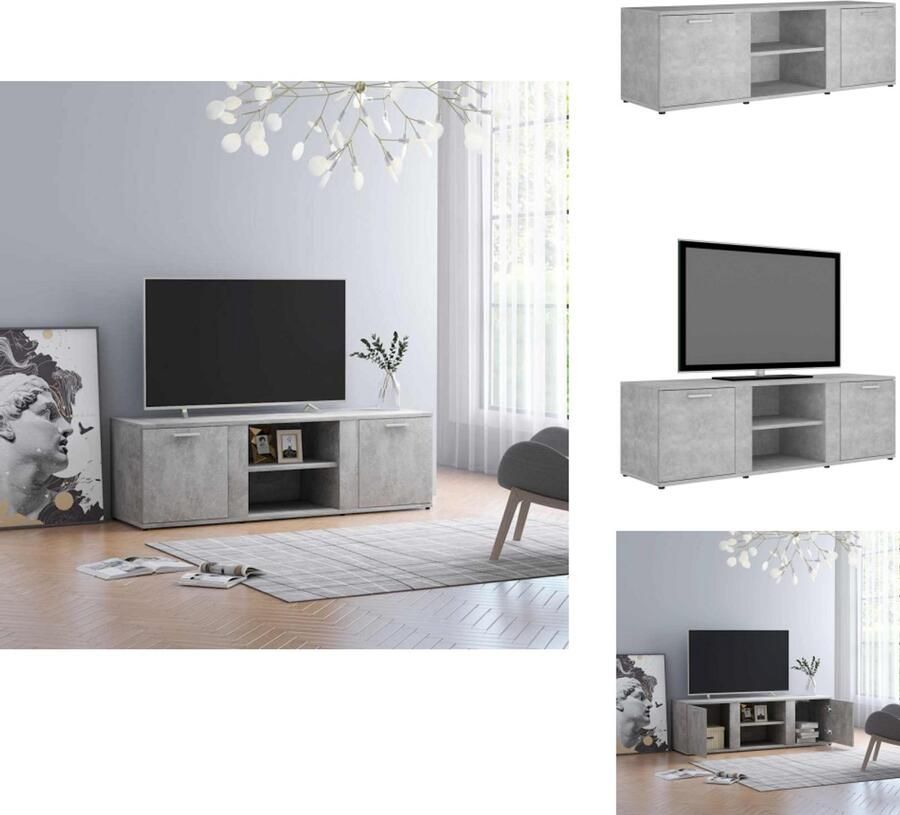 VidaXL Tv-meubel Tv-meubels Tv-meubelen Tv-meubilair Tv-meubel 120x34x37 cm bewerkt hout betongrijs