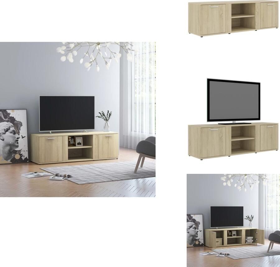 VidaXL Tv-meubel Tv-meubels Tv-meubelen Tv-meubilair Tv-meubel 120x34x37 cm bewerkt hout sonoma eikenkleurig - Foto 3