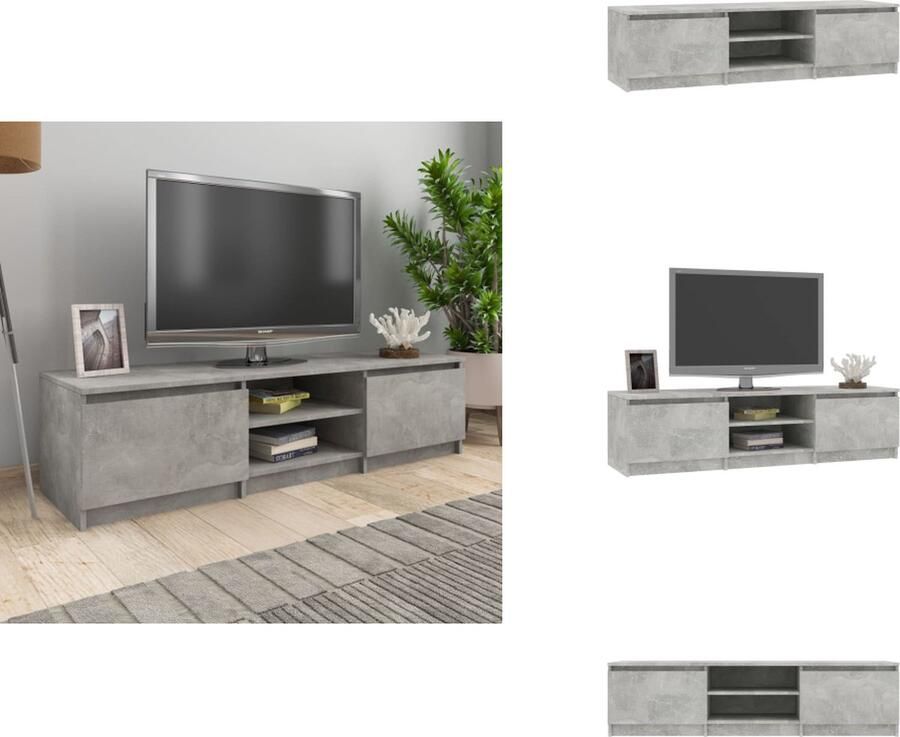 VidaXL Tv-meubel Tv-meubels Tv-meubelen Tv-meubilair Tv-meubel 140x40x35 5 cm bewerkt hout betongrijs