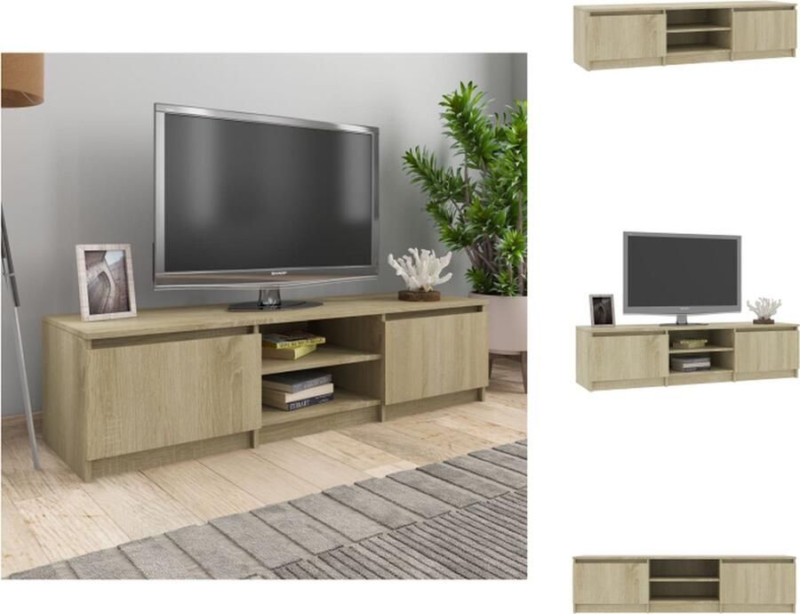 VidaXL Tv-meubel Tv-meubels Tv-meubelen Tv-meubilair Tv-meubel 140x40x35 5 cm bewerkt hout sonoma eikenkleurig - Foto 2