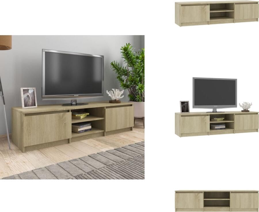 VidaXL Tv-meubel Tv-meubels Tv-meubelen Tv-meubilair Tv-meubel 140x40x35 5 cm bewerkt hout sonoma eikenkleurig