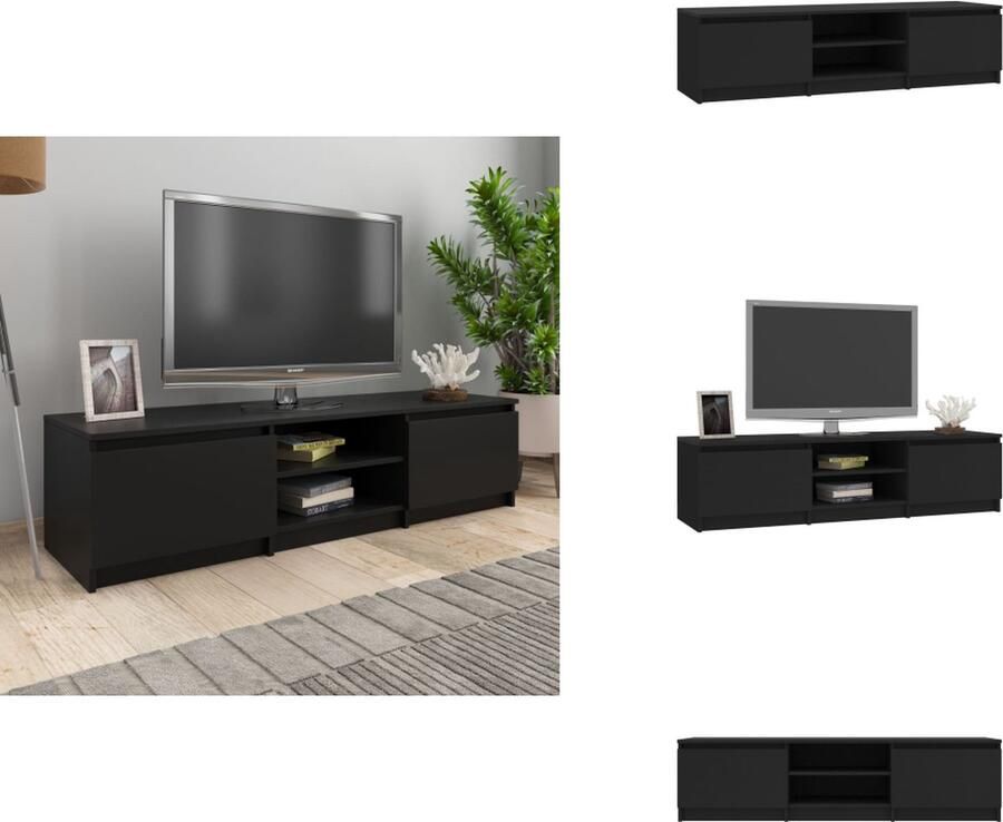 VidaXL Tv-meubel Tv-meubels Tv-meubelen Tv-meubilair Tv-meubel 140x40x35-5 cm bewerkt hout zwart