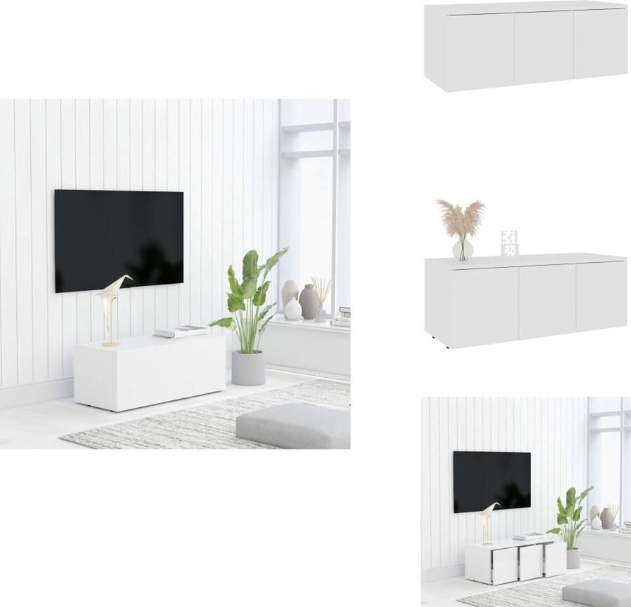 VidaXL Tv-meubel Tv-meubels Tv-meubelen Tv-meubilair Tv-meubel 80x34x30 cm bewerkt hout wit