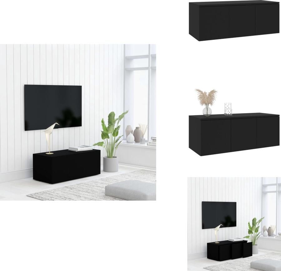 VidaXL Tv-meubel Tv-meubels Tv-meubelen Tv-meubilair Tv-meubel 80x34x30 cm bewerkt hout zwart