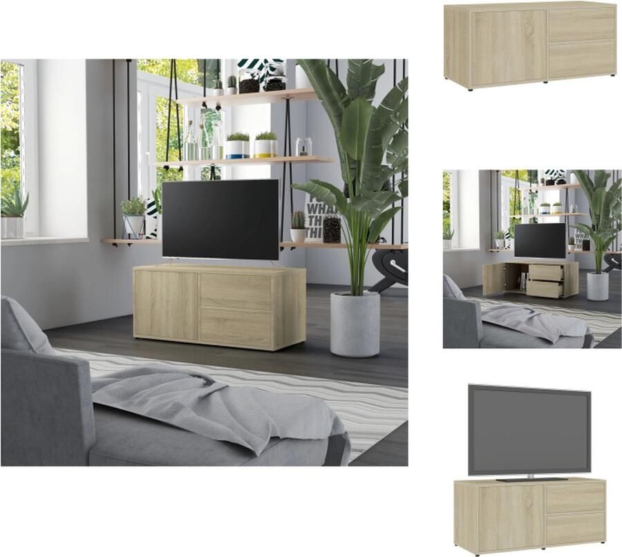 VidaXL Tv-meubel Tv-meubels Tv-meubelen Tv-meubilair Tv-meubel 80x34x36 cm bewerkt hout sonoma eikenkleurig