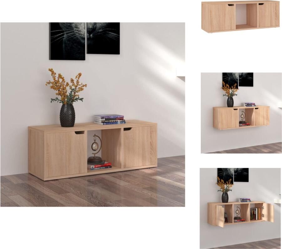VidaXL Tv-meubel Tv-meubels Tv-meubelen Tv-meubilair Tv-meubel 88 5x27 5x30 5 cm bewerkt hout sonoma eikenkleurig