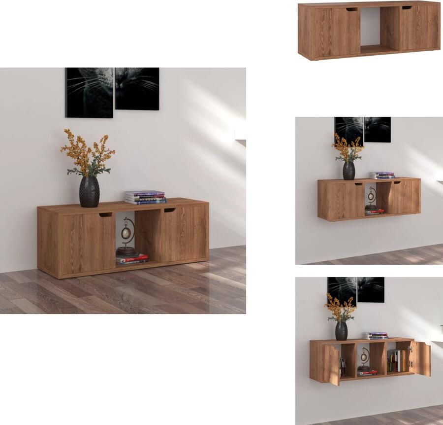 VidaXL Tv-meubel Tv-meubels Tv-meubelen Tv-meubilair Tv-meubel 88 5x27 5x30 5 cm bewerkt hout bruin eikenkleurig