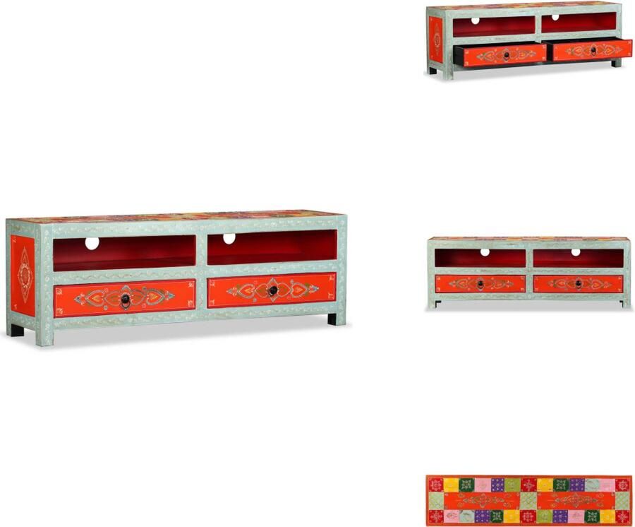 VidaXL Tv-meubel Tv-meubels Tv-meubelen Tv-meubilair Tv-meubel handgeschilderd massief mangohout