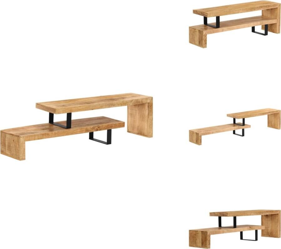 VidaXL TV-standaard Houten Meubel Afmetingen- 115 x 30 x 40 cm Gemaakt van massief mangohout Kast - Foto 2