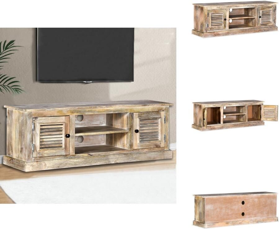 VidaXL TV-standaard Houten Meubel Afmetingen- 115 x 30 x 40 cm Gemaakt van massief mangohout Kast - Foto 4