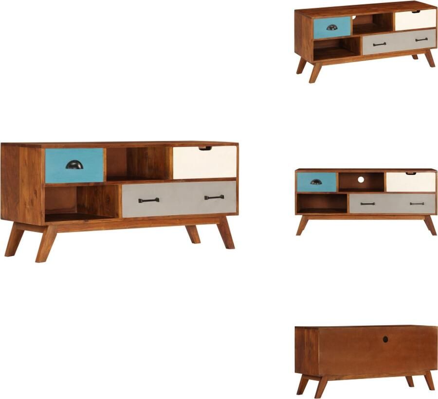 VidaXL Tv-meubel Tv-meubels Tv-meubelen Tv-meubilair Tv-meubel met 3 lades 110x35x50 cm massief acaciahout