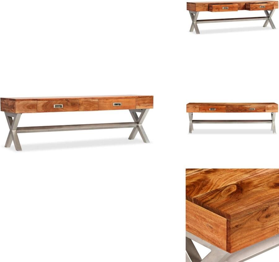 VidaXL Tv-meubel Tv-meubels Tv-meubelen Tv-meubilair Tv-meubel 140 cm massief acaciahout met sheesham afwerking