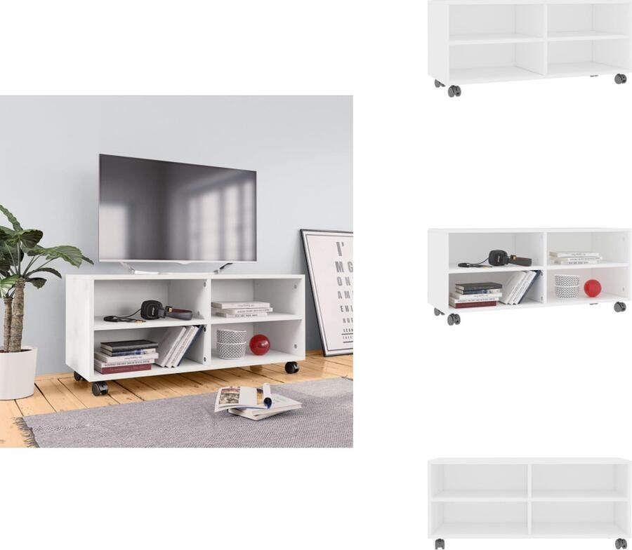 VidaXL TV-meubel Trendy en praktisch TV-meubels 90 x 35 x 35 cm Ken- Stevig en duurzaam Kleur- Wit Materiaal- Bewerkt hout Kast