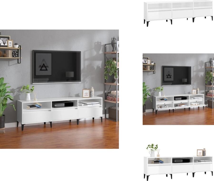 VidaXL Tv-meubel Tv-meubels Tv-standaard Televisiemeubel Tv-meubel 150x30x44-5 cm bewerkt hout hoogglans wit