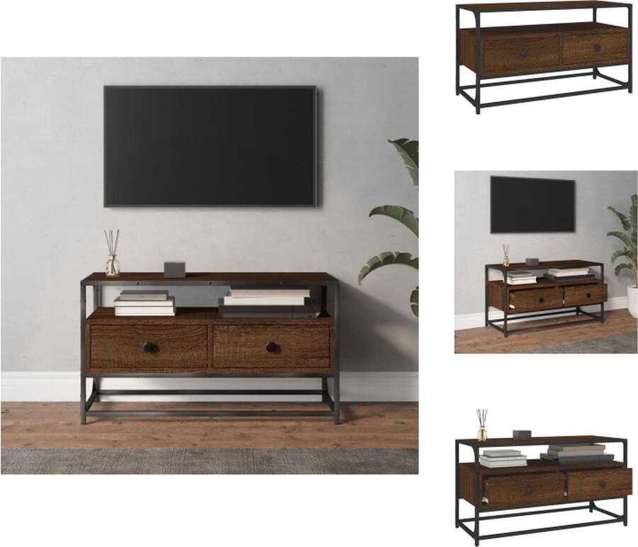 VidaXL Tv Meubel Tv Meubels Tv Standaard Televisiemeubel Tv-meubel 80x35x45 cm bewerkt hout bruineikenkleurig - Foto 2
