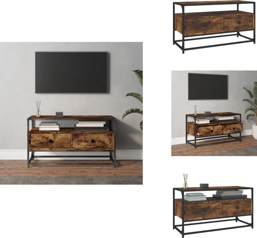 VidaXL Tv Meubel Tv Meubels Tv Standaard Televisiemeubel Tv-meubel 80x35x45 cm bewerkt hout gerookt eikenkleurig