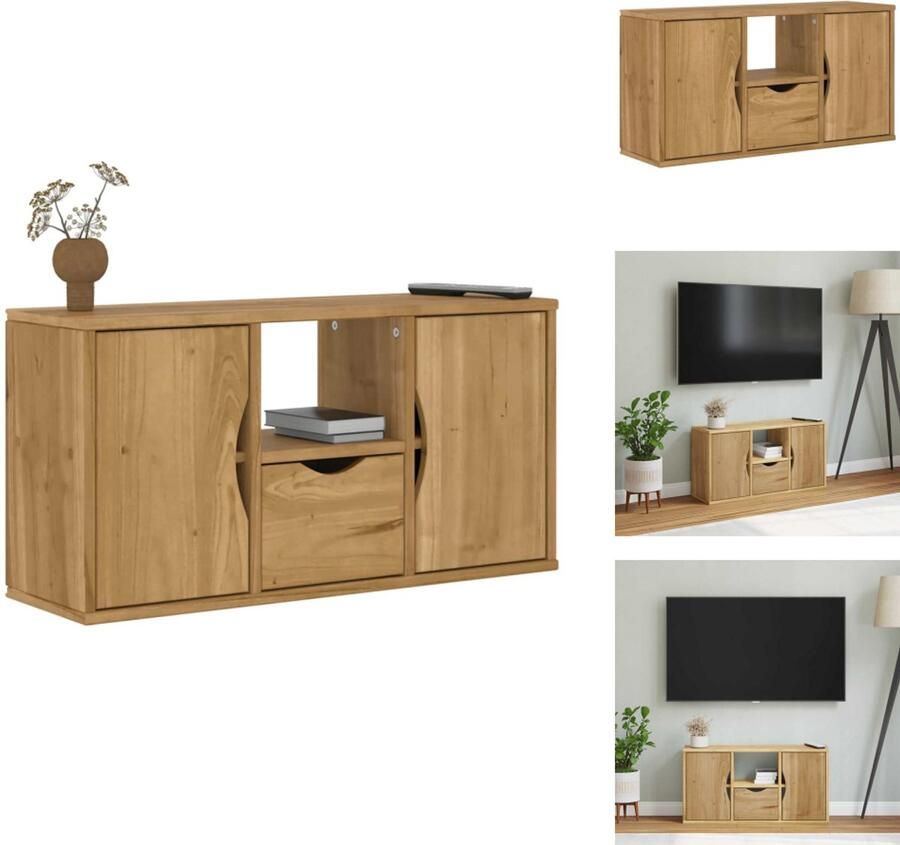 VidaXL TV-meubel TV-meubels TV-standaard TV-meubel Tv-meubel met lade ODDA 79x24x40 cm massief grenenhout