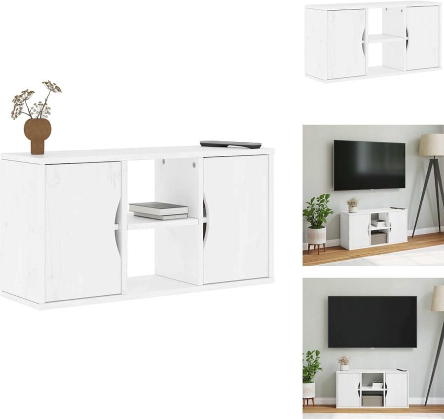 VidaXL TV-meubel TV-meubels TV-standaard TV-meubel Tv-meubel ODDA 79x24x40 cm massief grenenhout wit
