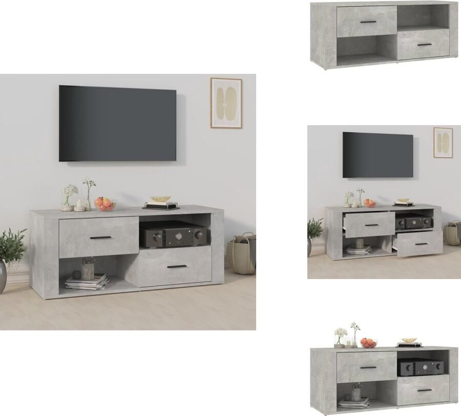 VidaXL Tv-meubel Tv-meubels Tv-standaard Tv Unit Tv-meubel 100x35x40 cm bewerkt hout betongrijs