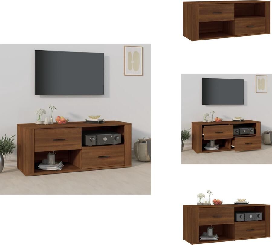 VidaXL Tv-meubel Tv-meubels Tv-standaard Tv Unit Tv-meubel 100x35x40 cm bewerkt hout bruineikenkleurig - Foto 1