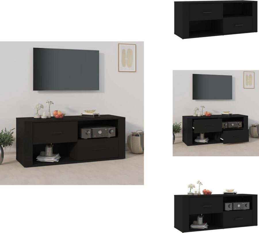 VidaXL Tv-meubel Tv-meubels Tv-standaard Tv Unit Tv-meubel 100x35x40 cm bewerkt hout zwart