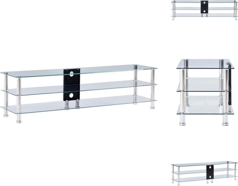 VidaXL Tv-meubel Tv-meubels Tv-tafel Tv-tafels Tv-meubel 150x40x40 cm gehard glas transparant