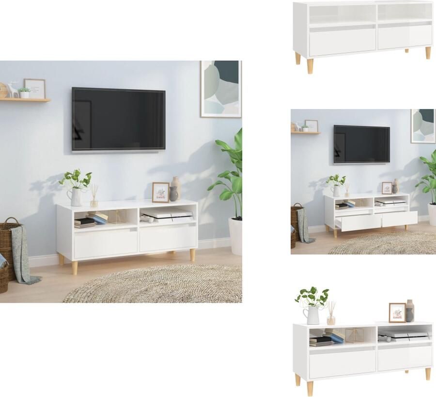 VidaXL Tv Meubel Tv Meubels Tv Wandmeubel Tv Tafel Tv-meubel 100x34 5x44 5 cm bewerkt hout hoogglans wit