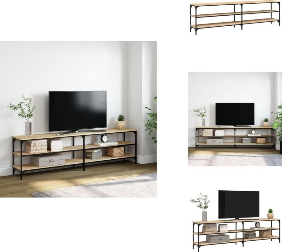 VidaXL Tv Meubel Tv Meubels Tv Wandmeubel Tv Tafel Tv-meubel 180x30x50 cm bewerkt hout metaal sonoma eikenkleurig