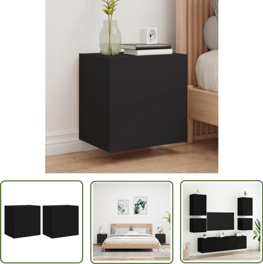 The Living Store Tv-wandmeubels 2 st 40 5x30x40 cm bewerkt hout zwart Tv-wandmeubel Tv-wandmeubels Zwevend Tv-meubel Tv-wandmeubel
