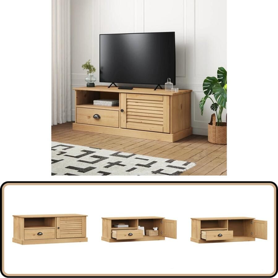 VidaXL Tv-meubel VIGO 106x40x40 cm Grenenhout Tv Meubel Houten Tv Meubel Grenenhout Tv Meubel Tv Kast Opbergkast Living Meubels Woonkamer Meubilair