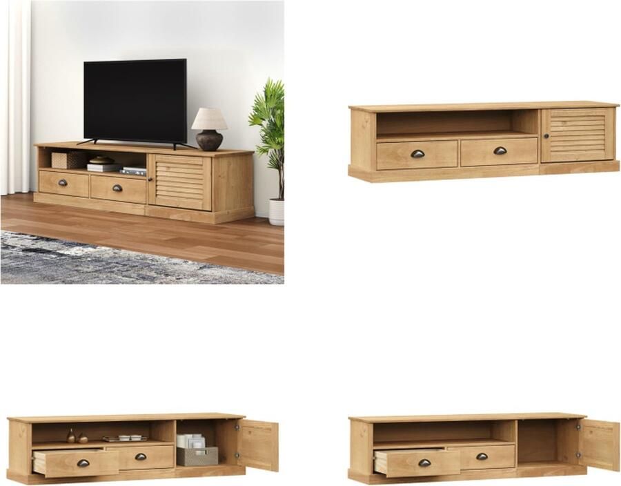 VidaXL Tv-meubel VIGO 156x40x40 cm massief grenenhout Tv-meubel Tv-meubelen Tv Kast Opbergkast
