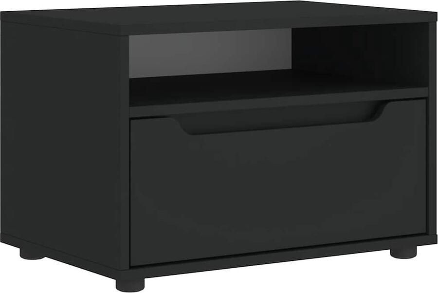 The Living Store Tv-meubel VISNES 60x40x38 cm bewerkt hout zwart Tv-meubel Salontafel Houten Tv-meubel Opbergruimte Televisie Tafel - Foto 2