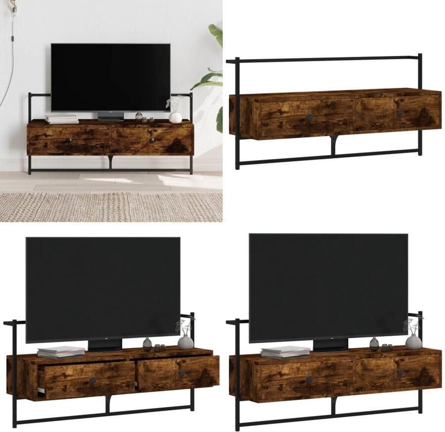 VidaXL Tv-meubel wandgemonteerd 100 5x30x51 cm hout gerookt eikenkleur Tv-meubel Tv-meubelen Tv Kast Opbergkast