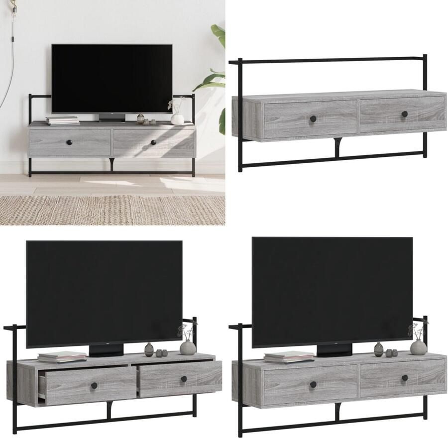 VidaXL Tv-meubel wandgemonteerd 100 5x30x51 cm hout grijs sonoma eiken Tv-meubel Tv-meubelen Tv Kast Opbergkast