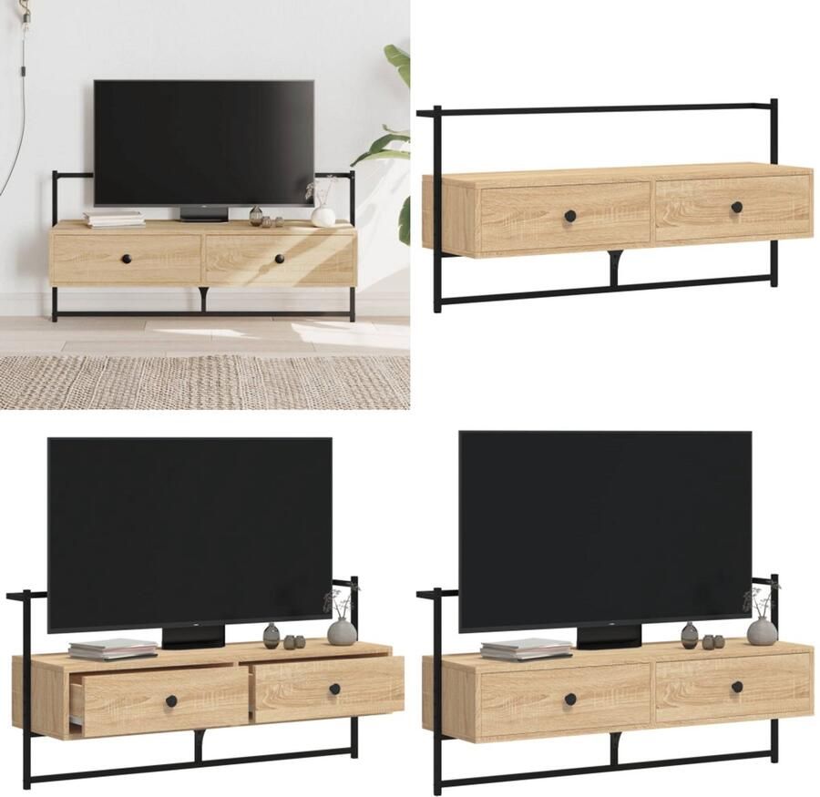 VidaXL Tv-meubel wandgemonteerd 100 5x30x51 cm hout sonoma eikenkleur Tv-meubel Tv-meubelen Tv Kast Opbergkast