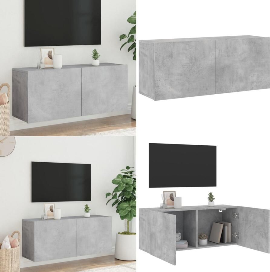 VidaXL Tv-meubel wandgemonteerd 100x30x41 cm betongrijs Tv-meubel Tv-meubelen Tv Kast Opbergkast