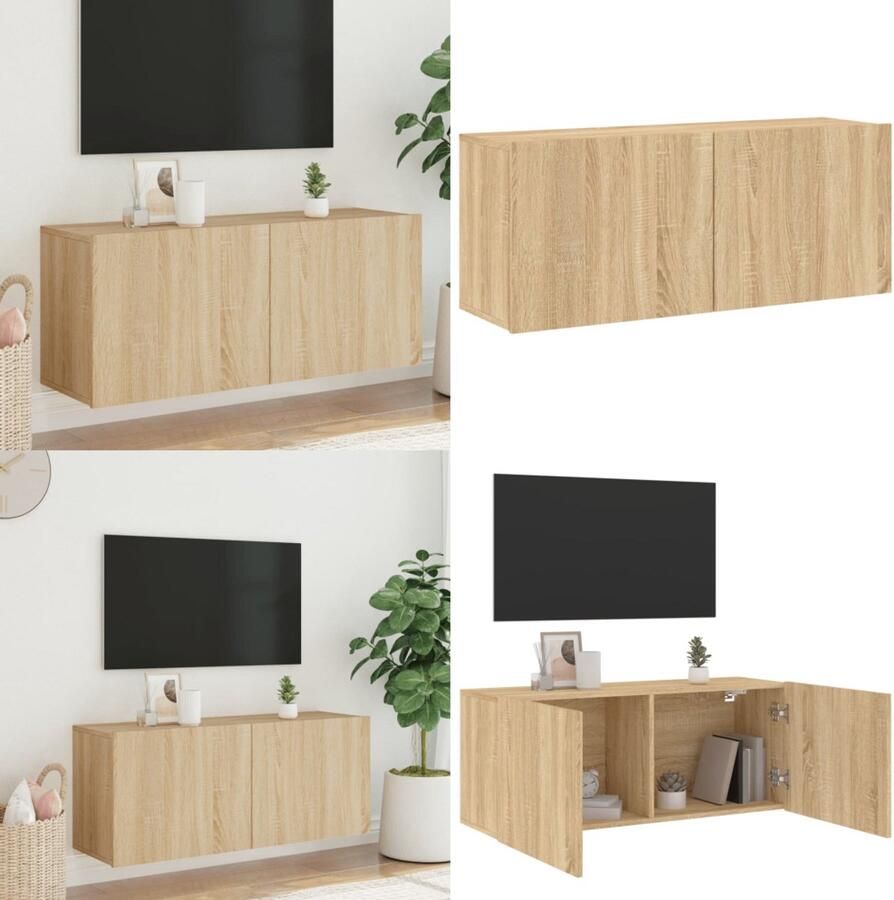 VidaXL Tv-meubel wandgemonteerd 100x30x41 cm sonoma eikenkleurig Tv-meubel Tv-meubelen Tv Kast Opbergkast