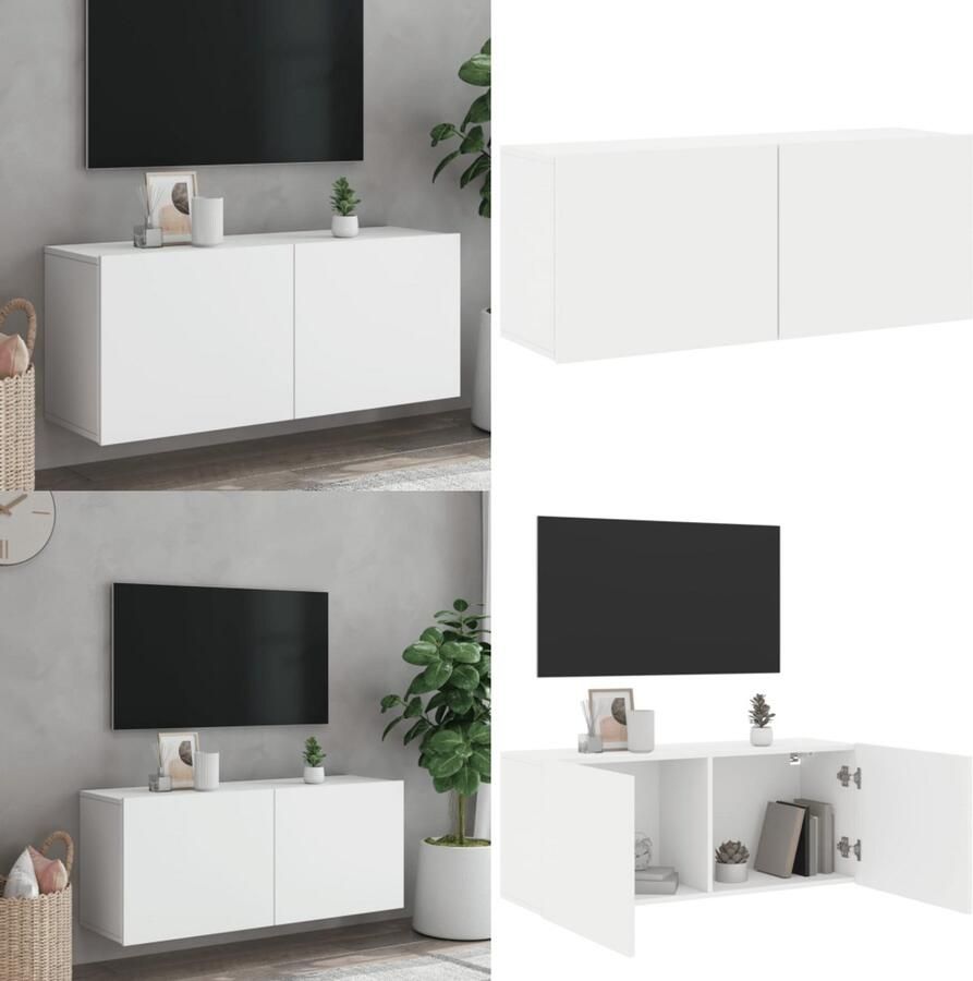 VidaXL Tv-meubel wandgemonteerd 100x30x41 cm wit Tv-meubel Tv-meubelen Tv Kast Opbergkast