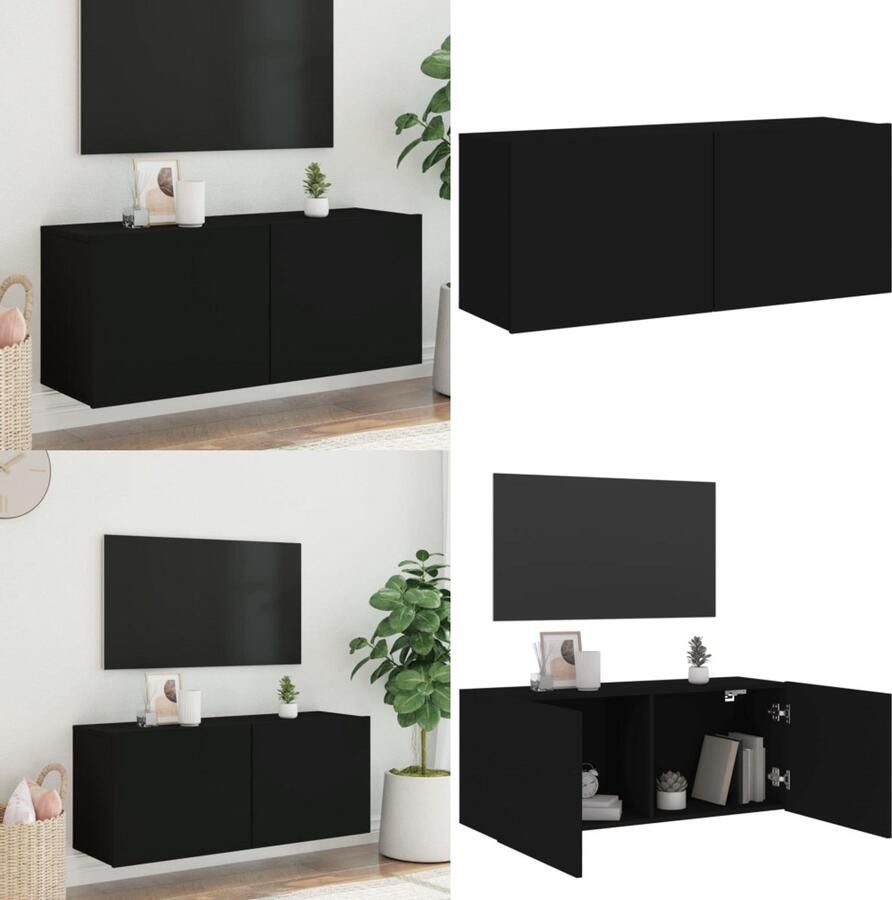 VidaXL Tv-meubel wandgemonteerd 100x30x41 cm zwart Tv-meubel Tv-meubelen Tv Kast Opbergkast