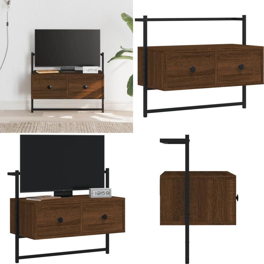 VidaXL Tv-meubel wandgemonteerd 60 5x30x51 cm hout bruin eikenkleur Tv-meubel Tv-meubelen Tv Kast Opbergkast