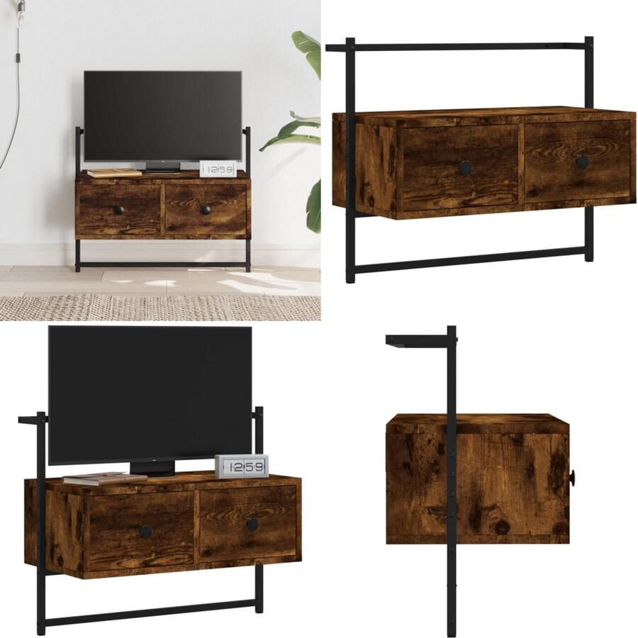 VidaXL Tv-meubel wandgemonteerd 60 5x30x51 cm hout gerookt eikenkleur Tv-meubel Tv-meubelen Tv Kast Opbergkast