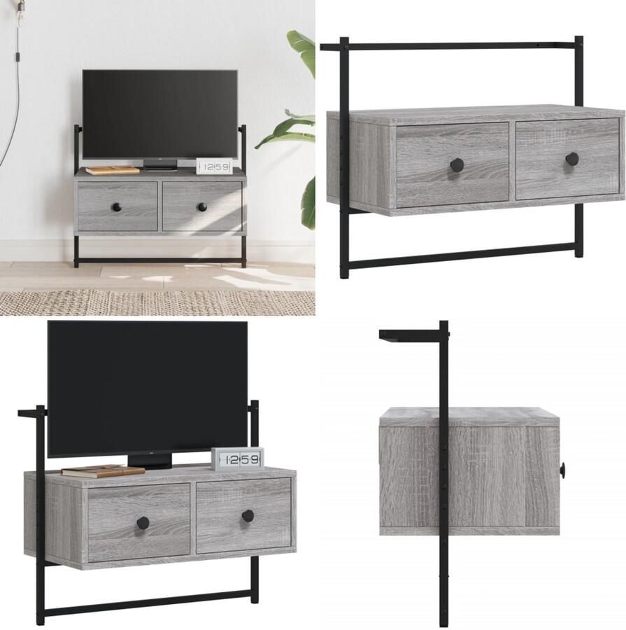 VidaXL Tv-meubel wandgemonteerd 60 5x30x51 cm hout grijs sonoma eiken Tv-meubel Tv-meubelen Tv Kast Opbergkast