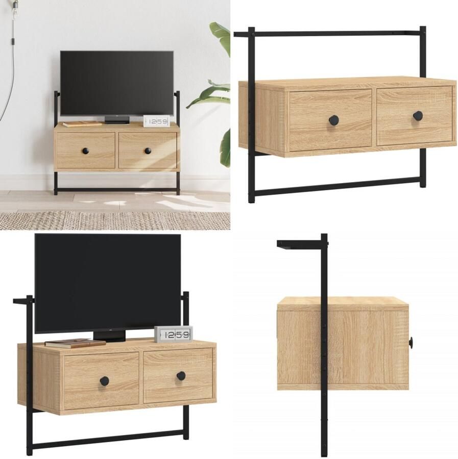 VidaXL Tv-meubel wandgemonteerd 60 5x30x51 cm hout sonoma eikenkleurig Tv-meubel Tv-meubelen Tv Kast Opbergkast