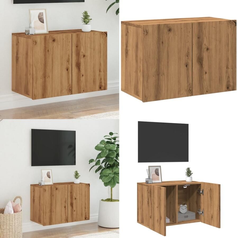 VidaXL Tv-meubel wandgemonteerd 60x30x41 cm artisanaal eikenkleurig Tv-meubel Tv-meubelen Tv Kast Opbergkast
