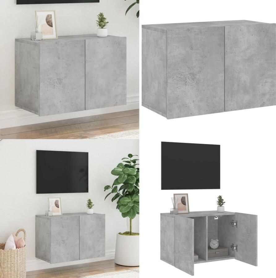 VidaXL Tv-meubel wandgemonteerd 60x30x41 cm betongrijs Tv-meubel Tv-meubelen Tv Kast Opbergkast