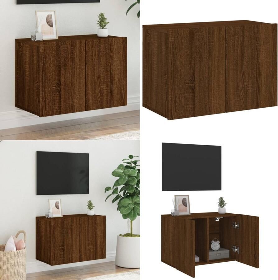VidaXL Tv-meubel wandgemonteerd 60x30x41 cm bruin eikenkleur Tv-meubel Tv-meubelen Tv Kast Opbergkast