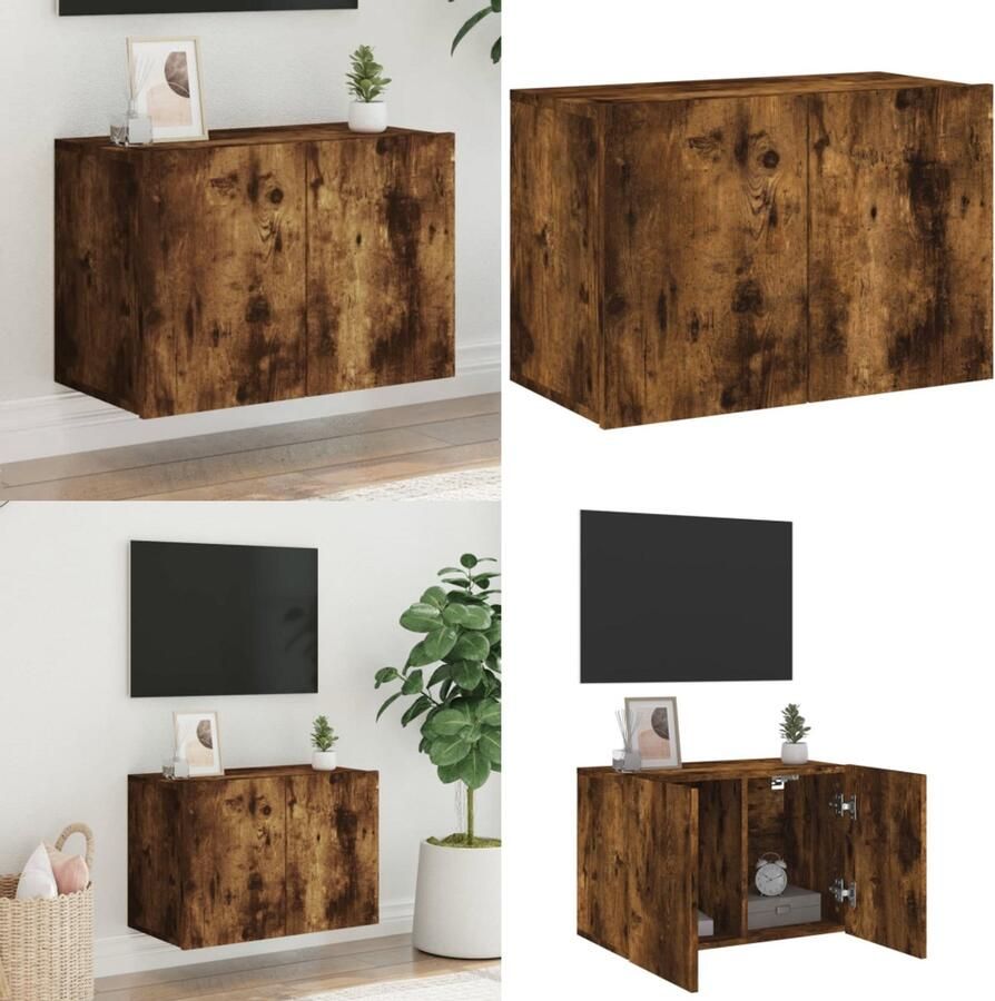VidaXL Tv-meubel wandgemonteerd 60x30x41 cm gerookt eikenkleurig Tv-meubel Tv-meubelen Tv Kast Opbergkast