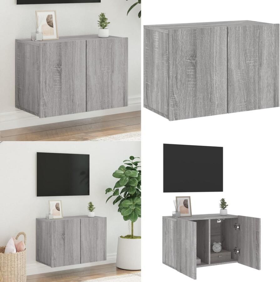 VidaXL Tv-meubel wandgemonteerd 60x30x41 cm grijs sonoma eikenkleurig Tv-meubel Tv-meubelen Tv Kast Opbergkast